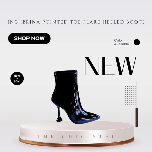 INC International Concepts Women’s Ibrina Pointed Toe Flare Heeled Boots Black - Picture 1 of 9